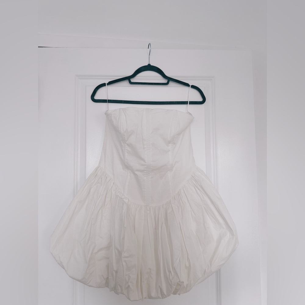 White Bubble Hem Corset Mini Dress